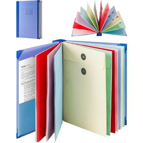 VINTS Folio Document Organizer ، مجلدات ملفات متوسعة ملونة مع مظاريف ملونة ، جيوب الملصقات لتخزين المستندات المهمة ، شهادات الميلاد ، مجلد مقاوم للأضرار ، جوازات السفر