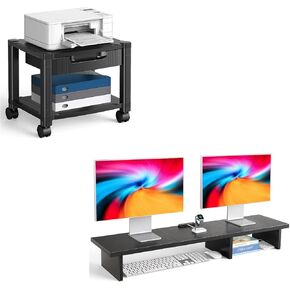 HUANUO Printer Stand, Computer Monitor Stand for 2 Monitors
