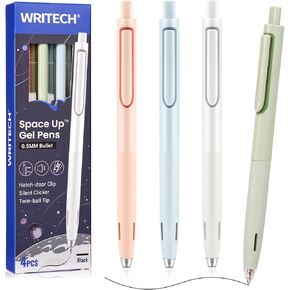 WRITECH Retractable Gel Ink Pens: 0.5mm Fine Point Pen Multicolor No Smear & Smudge for Journaling Sketching Drawing Extra Smooth Writing Non Bleed Silent Click Pen Set 8ct - Assorted Colors