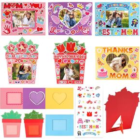 Steford 30 Packs عيد الأم يزور إطار مجموعات حرفية للأطفال كرتون صورة ديي هدايا إطار مع ملصقات قلب زهرة لزينة الحفلات الفصول الدراسية