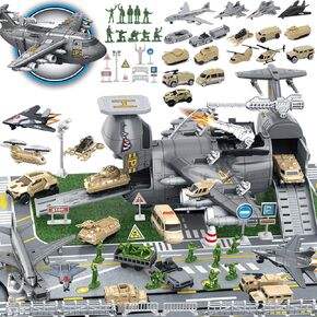 48 Piece Army Toys, Jumbo Military Airplane, Fighter Jet Helicopter & Soldier Action Figures, Imaginative Play & Party Favors, STEM Toys for Kids Ages 3-12 (ASTM Certified)