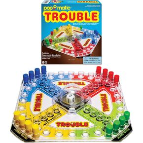 Classic Trouble with Retro Artwork and Pop-o-Matic Popper by Winning Moves Games USA, Designed for Kids, Ages 5+ Perfect For An Indoor Interactive Activity (1176), Extra Wide