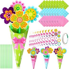FUCEROUS 24 PCS FLOUSH BOUQUET KIT DIY DIY Mother's Gifts Mother Mother Mother Mother Mother Bouket Making Kit Mother Mother Handmade Gainting for Home Class -stiving actions (Red ، Butterfly)