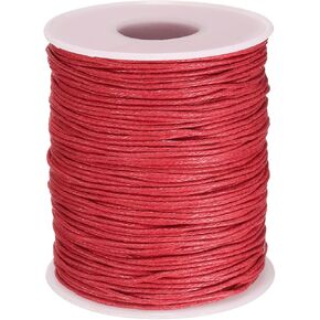 HARFINGTON Waxed Cotton Cord 1mm 100 Yards Pink Wax String Beading Thread Round Smooth for Bracelet Necklace Beads DIY Crafts Jewelry Making Macrame Supply