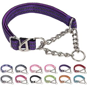 طوق الكلب Martingale العاكسة مع سلسلة ، و Pink Daisy No-Pull Cog Collar قابلة للتعديل طوق الكلب خنق مريح للتدريب والمشي （Pink Daisy Medium）