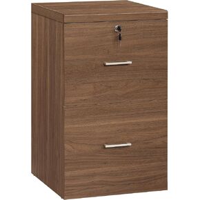 OSP Home Furnishings Alpine 2-Drawer Vertical File with Lockdowel Fastening System, 16.75 inches Wide, Majestic Walnut Finish