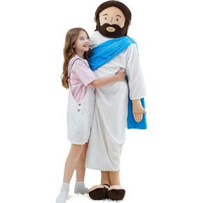 Giant Jesus Plush 6 Ft Jesus Stuffed Doll Jesus Plushie Toy Christian Jesus Pillow Religious Decoration Gift for Christening Easter (Blue)