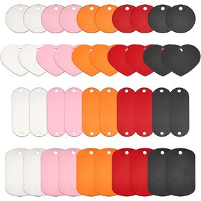 PATIKIL Aluminum Engraving Blanks Tags, 120Pcs Metal Laser Engravable Stamping Blanks Set for Dog Pet ID Name Phone Number Craft Tag Keychain DIY, Black/Silver/Pink/Red/Gold