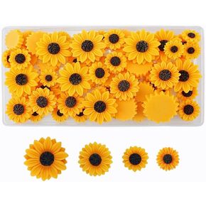Fazhbary 70 PCS راتنج عباد الشمس راتنجات راتنجات عباد الشمس مع عدم وجود ثقوب زخارف كبيرة لإكسسوارات سكرابوكينغ الحرف اليدوية