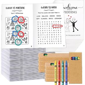 40 PCS نشاط زفاف مجموعة للأطفال تشمل 20 كتب تلوين الزفاف 20 تلوين هدايا زفاف الأطفال أنشطة لعبة الحفلات حفل الزفاف