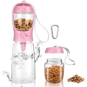 Portable Dog Water Bottle - Leak Proof Dog Water Bottle with Food Container, Travel Water Dispenser 19oz+6oz for Pets, for Walking, Hiking, and Outdoor Use - Blue in Kuwait