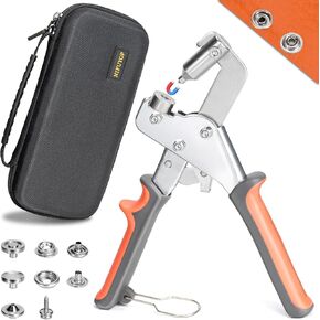 Snap Fastener Tool with Case, Heavy Duty Snaps Kit Tool Including Snap Plier, 80 Sets Marine Grade Snap Buttons Kit for Repairing Boat Cover, Canvas, Tarps, Leather DIY and Replacement Metal Snaps