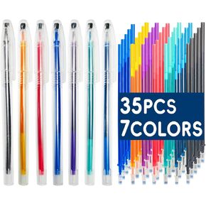 Jauisus 7 PCS Heat Erasable Ambens للأقمشة مع 35 عبوات ، علامات النسيج للخياطة ، الأقلام وضع علامة على النسيج لإلغاء خياطة اللحف بتطريز التطريز.