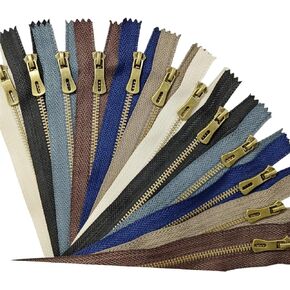Quippers Metal Metal 12pcs #3 النحاس النحاسي العتيقة عن قرب السوستة غير الموروثة متنوعة ملونة لحقائب حقائب اليد حقائب اليد DIY مختلطة 6Colors 2pcs لكل منهما (6Colors ، 6inch- 12pcs)