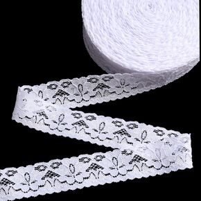GXTIZAS Navy Blue Lace Ribbon 1" Wide x 28 Yards lace Fabric Vintage Pattern Elastic Lace Ribbon for Crafts Gift Wrapping Flower Design Sewing