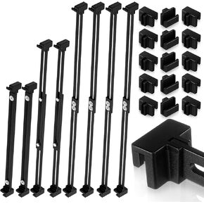 24 Pcs Metal Adjustable File Cabinet Rails Set Include 16 Hanging File Rail Clips 8 Hanging File Rails File Cabinet Dividers File Bar for Office Drawer Holder Organizer(Black,10-18.5 Inch)