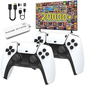 Retro Gaming Console, 20,000+ Retro Game Stick, 23 Emulators, 4K HD HDMI TV Game Stick, Includes 2 Wireless 2.4GHz Controllers,Plug & Play Video Games for TV(64GB)