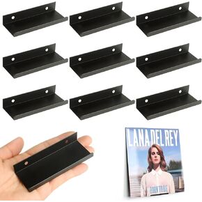 Vinyl Wall Mount 9 Pack, Metal Vinyl Shelf Minimalist Record Display Your Favorite Albums Stylish Record Holder Wall Modern Office Home Decor for Music Lovers Collectors, Industrial Black (9)