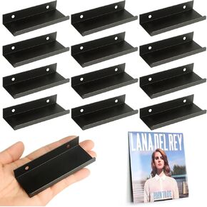 Vinyl Wall Mount 12 Pack, Metal Vinyl Shelf Minimalist Record Display Your Favorite Albums Stylish Record Holder Wall Modern Office Home Decor for Music Lovers Collectors, Industrial Black