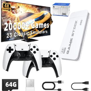Retro Game Stick, Classic Video Games, Over 20000+ Games and 23 Emulators, Upgraded Dual 2.4G Wireless Controllers, Plug & Play TV Retro Gaming Console with 64GB Memory