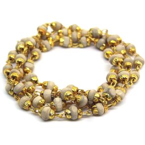 عام Tulsi Mala الأبيض في أغطية التصميم الذاتي الذهبي النحاسي مع شهادة تقرير الاختبار المختبري Tulsee Mala في Caseer Caps Natural Tulsi Golden Cap) الحجم القياسي (حزمة 1)