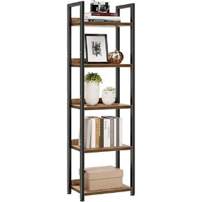 NUMENN Bookshelf, 5 Tier Bookshelves, Home Office Bookcase Shelf Storage Organizer, Free Standing Storage Shelving Unit for Bedroom, Living Room and Home Office, Vintage
