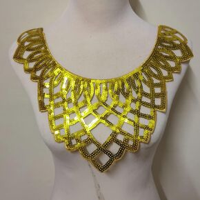 1pcs خيط ذهبي مطرزة من طوق خط العنق الدانتيل