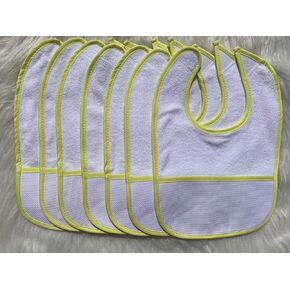 7pcs Lemon colored edged white towel Cotton Cross Stitch Baby Bib,16 Count aida Fabric Pocket,100% Cotton, Blank Bib to Cross Stitch