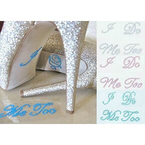 Akak Store 3 Set 6 PCS Mix Colors Wedding Rhinestone Shoe Deals Scalsers -"I Do" و "ME ote" (White+Blue+Pink)