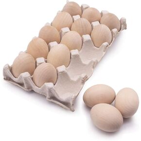 SallyFashion 15Pcs Unpainted Wooden Fake Easter Eggs for Children DIY Game,Kitchen Craft Adornment,Wood Eggs for Encouraging Hens to Lay Eggs