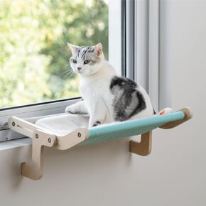Cat Window Perch Cat Window Ammock Seat للقطط الداخلية القوية القابلة للتعديل سرير قطة ثابتة لتوفير مساحات حمام شمس شامل.