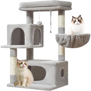 Taoqimiao Cat Tree,38.5-Inch Cat Tower for Indoor Cats,Suitable for Kittens with Luxurious cat condo with Adjustable Baskets and Luxurious Perch MS029SG Smoky Gray