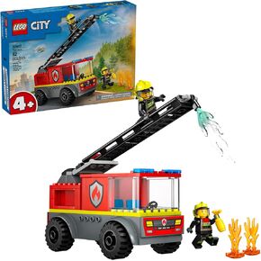 لعبة Lego City Fire Ladder Truck Thored Toy - Tuy Fire Thank مع اثنين من أطباق رجال الإطفاء ، الدليل الرقمي للبنين والبنات ، الأعمار 4+ - التعلم ، لعبة تعليمية لمرحلة ما قبل المدرسة - 60463