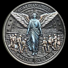 عملة Guardian Angel Challenge ، عملة سبيكة و حماية من سبائك الزنك 1.57 بوصة مع صلاة المسافر ، مثالية للهدايا الروحية وحماية السفر