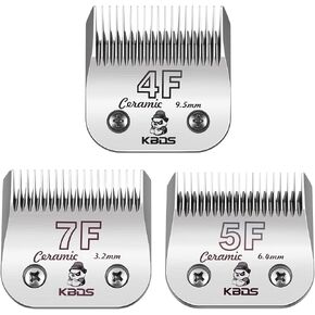 4F/5F/7F 3Packs شفرات Clipper Pet Pet قابلة للفصل ، متوافقة مع معظم ANDIS ، OSTER ، WAHL KM Series A5 ، مصنوعة من قاطع الشفرة السيراميك وشفرة أسفل الصلب الكربوني