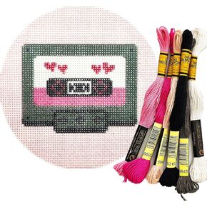 مجموعات Howie's Needlepoint Pointpoint ، ومجموعات بداية تطريز تطريز 18CT ، ومجموعات قماشية أنماط مختومة (Valentine's-Casette ، 4x4inch)
