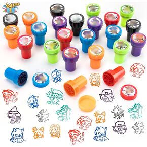 24 PCS anime s -onced طوابع - 12 أنماط × 2pcs ختمات متنوعة لتخزين جوائز goodie goodi good arwards pinata filler arts and crafts for birthday party favors (soni)
