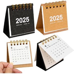 2Packs Mini Desk Calendar 2025 ، تقويم سطح المكتب الدائم الصغير 2025 ، من يناير 2025 إلى ديسمبر 2025 التقويم المكتبي الشهري لجدول زمني يومي اللوازم المكتبية المدرسية