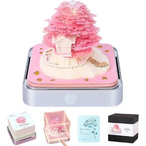 3D Memo Pad Time Piece Calendar 2025،3d Memo Memo Pad Diy Notes Notepad Paper Corving Art Green Tree House ، 2025 Desk Malendar مع LED Lights in Kuwait