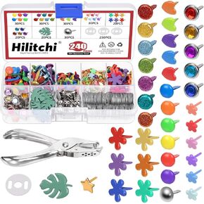 Hilitchi 491pcs Brads Paper Paper Hardeners Multi-Color Plose Colors Paper Paper Metal Metal Brad Mini Brads-Booking Brads Papers مع غسالات فضية لفنون فنية
