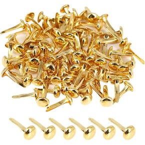 200 pcs 6 × 13 مم السحابات براد براد مقسمة دبابيس صغيرة قصاصات القصاصات brads الصغيرة السحابات الورق الحرفة جولة برادز ورقة زخرفية ختم brads لإمدادات DIY ذهبية