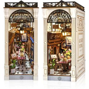 Rolife DIY Book Nook Kit للبالغين مشهد شارع Arcade Street ، Miniature House Kits 3D Wooden Puzzle Booknook مع إضاءة LED ، ديكور المنزل هدية إبداعية لأمي أبي المراهقين