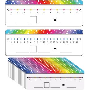 VUSIGN 26 Packs Number Line Dry Erase Boards Cards, Double Sided Writable and Erasable Math White Board for Kids, Students, Classroom and Home, 11.8" x 4".
