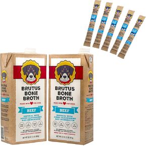 Brutus Bone Broth for Dogs (Beef, 2-Pack) and Brutus On The Go Instant Bone Broth (Beef, 5-Pack)