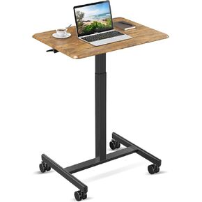InfiniPower Mobile Small Standing Desk - Rolling Desk with Adjustable Height and Lockable Wheels, Sit-Stand Laptop Table, Portable Computer Workstation, Black