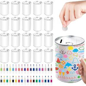 20 PCS DIY COIN Piggy Bank Kit مع 36 علامات طلاء أكريليك ، وصندوق لتوفير الأموال المعدنية للأطفال والكبار ، وهدية عيد الميلاد وحفلات الحفلات