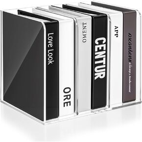 Acrylic Magazine Holder, Clear Bookend File Sorter Holder with 3 Vertical Compartments, Book Organizer, Desk Organizer Workspace Sorters, Office Organization, Document Sorter