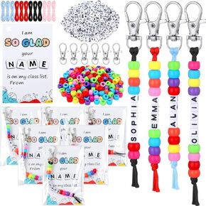 SunCalla 984 PCS العودة إلى School Beads سلسلة مفاتيح الحرف Key Key Keychain Making Kit Thup Letter Beads Cards Help First Day of School Gift Propack Accessories for student