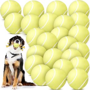 24 PCS كرات الكلاب الصاخبة اللاتكس مطاط صاخبة الكلب ألعاب الحيوانات الأليفة الناعمة التفاعلية المضغ رمي جلب لاعبي الكلاب الجرو الصغيرة المتوسطة التدريب على صيد المياه العائمة (التنس ، 2.4 بوصة)