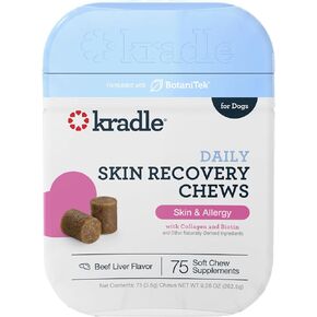 Cradle Skin Recovery Chews للكلاب-دعم البشرة والمعطف اليومية للكلاب-مع البيوتين والكولاجين والزنك ومضادات الأكسدة-البشرة الحاكمة والتعرف على الحساسية الموسمية للكلاب (75 جرة ورذاذ 4 أوقية)